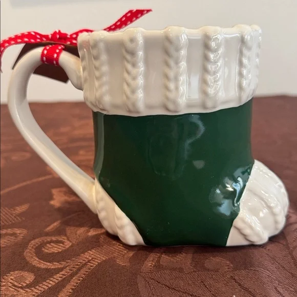 🎄Rae Dunn Holly Jolly Green and White Stocking Mug - Picture 4 of 9